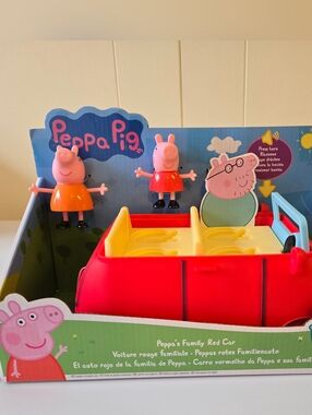 Peppa Pig Red and Yellow Family Car Playset with Pink Figures